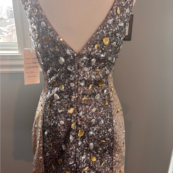 Elegant Sequin Embellished Dress - Gold and Silver - Picture 5 of 6